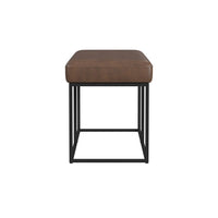 Kai Bench, Open Metal Frame, Brown Channel Stitch Faux Leather 43 Inch -BM334471