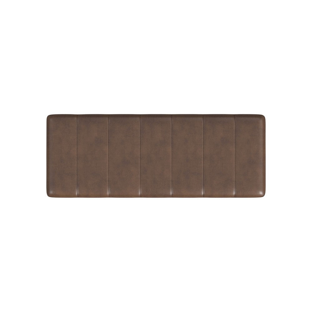 Kai Bench, Open Metal Frame, Brown Channel Stitch Faux Leather 43 Inch -BM334471