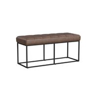 Kai Bench, Open Metal Frame, Brown Channel Stitch Faux Leather 43 Inch -BM334471