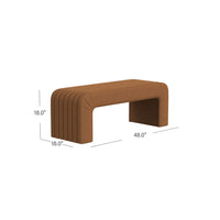 Gus Bench, Curved Arch Design, Orange Channel Tufted Velvet 48 Inch -BM334472