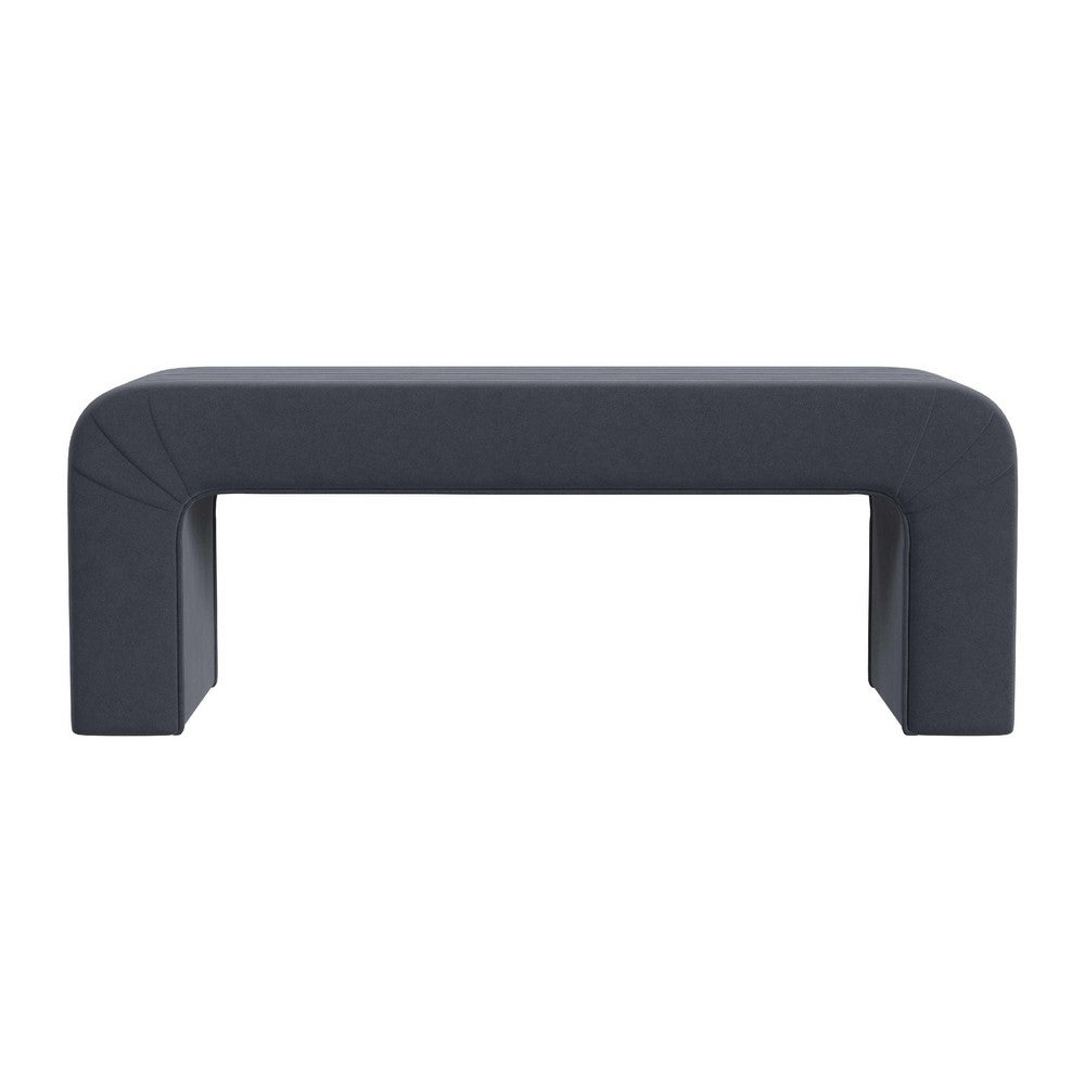 Gus Bench, Curved Arch Design, Blue Channel Tufted Velvet 48 Inch -BM334473