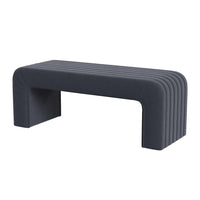 Gus Bench, Curved Arch Design, Blue Channel Tufted Velvet 48 Inch -BM334473