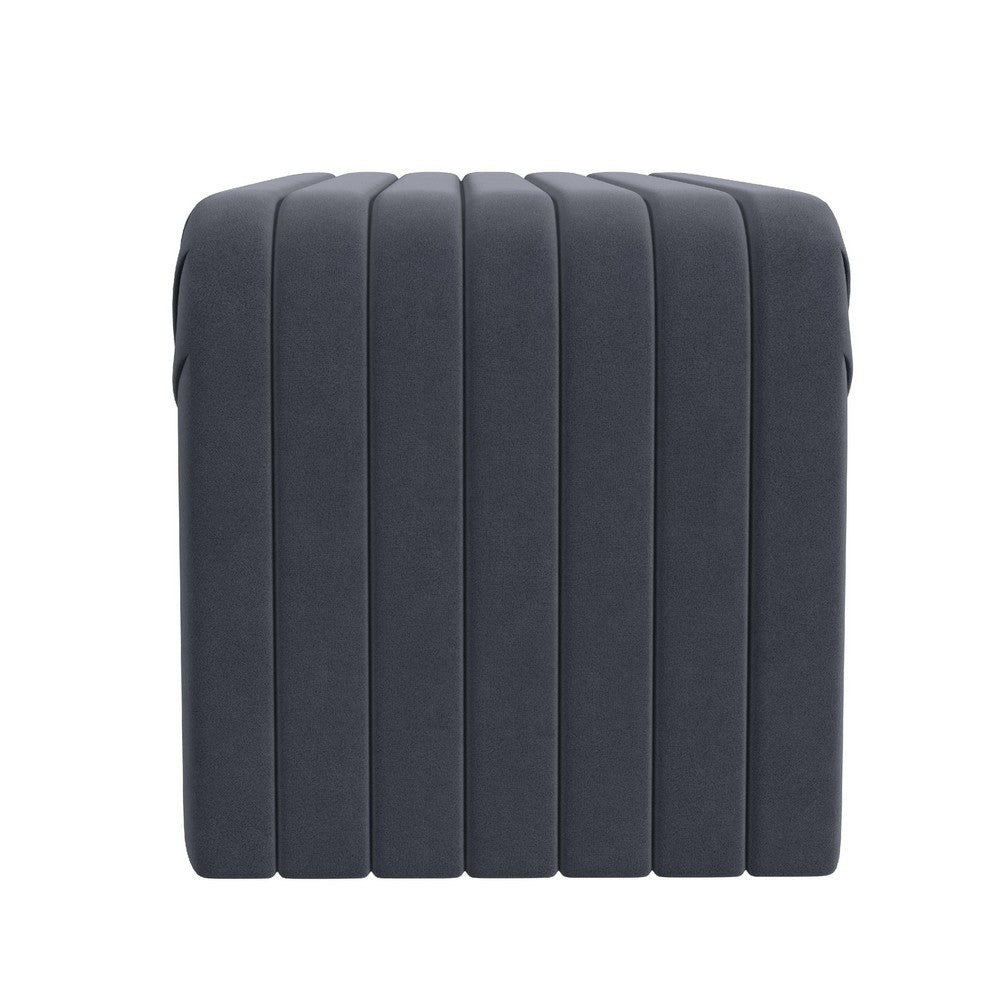 Gus Bench, Curved Arch Design, Blue Channel Tufted Velvet 48 Inch -BM334473