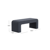 Gus Bench, Curved Arch Design, Blue Channel Tufted Velvet 48 Inch -BM334473