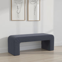 Gus Bench, Curved Arch Design, Blue Channel Tufted Velvet 48 Inch -BM334473