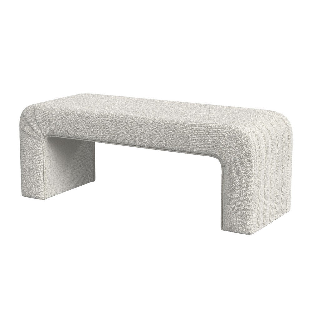 Gus Bench, Curved Arch Design, Cream Channel Tufted Velvet 48 Inch -BM334474