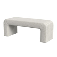 Gus Bench, Curved Arch Design, Cream Channel Tufted Velvet 48 Inch -BM334474
