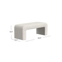 Gus Bench, Curved Arch Design, Cream Channel Tufted Velvet 48 Inch -BM334474