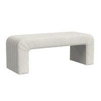 Gus Bench, Curved Arch Design, Cream Channel Tufted Velvet 48 Inch -BM334474