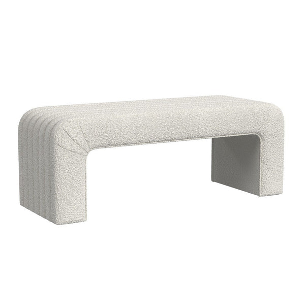 Gus Bench, Curved Arch Design, Cream Channel Tufted Velvet 48 Inch -BM334474