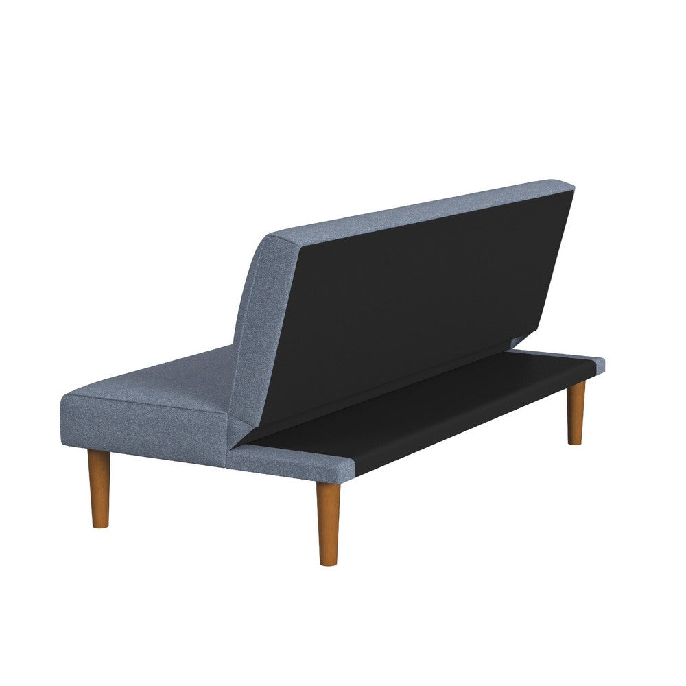 Ian Convertible Futon Sofa Bed, Adjustable Recliner, Blue Woven Fabric -BM334475