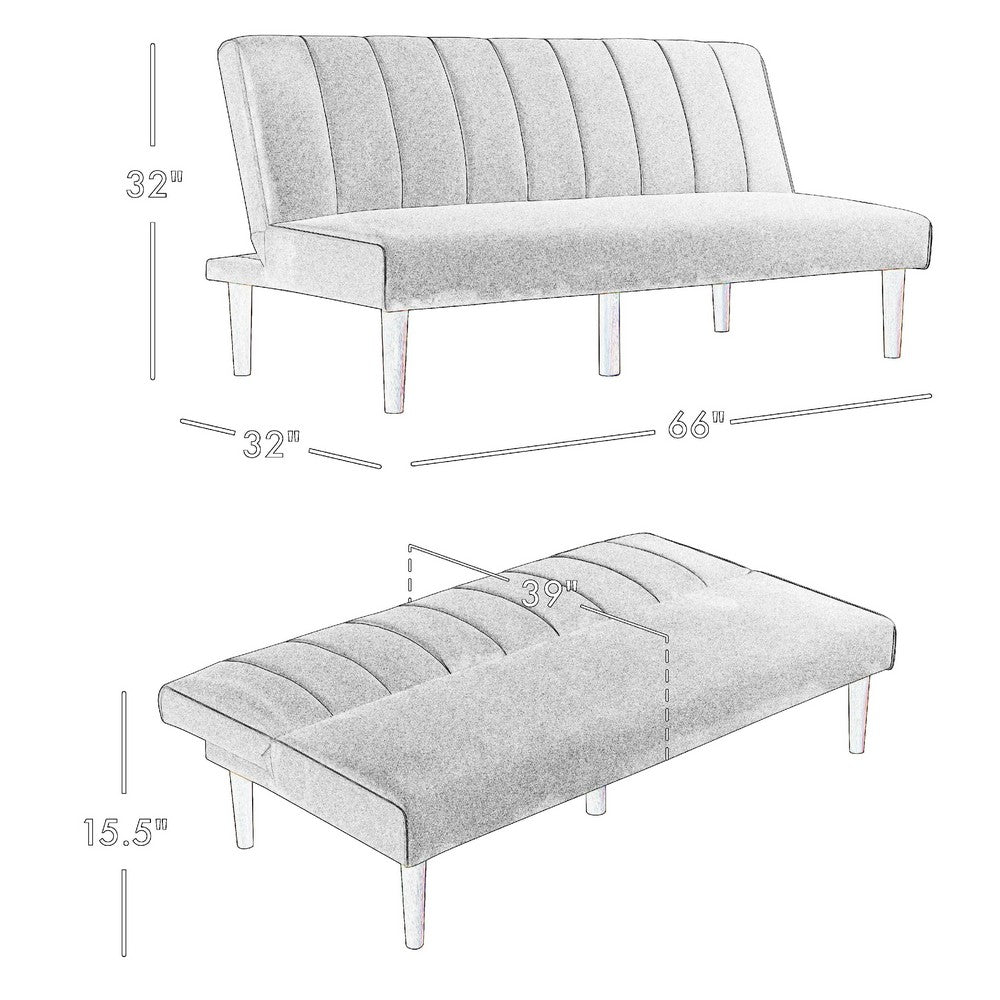 Ian Convertible Futon Sofa Bed, Adjustable Recliner, Blue Woven Fabric -BM334475