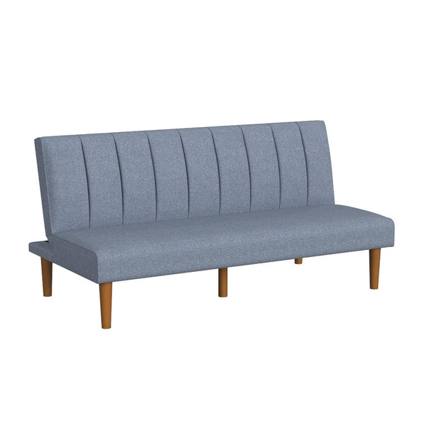 Ian Convertible Futon Sofa Bed, Adjustable Recliner, Blue Woven Fabric -BM334475
