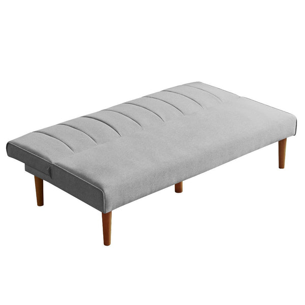 Ian Convertible Futon Sofa Bed, Adjustable Recliner, Gray Woven Fabric -BM334476