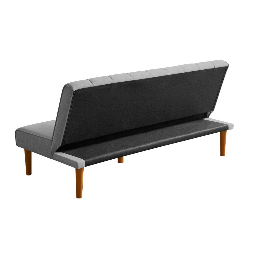 Ian Convertible Futon Sofa Bed, Adjustable Recliner, Gray Woven Fabric -BM334476