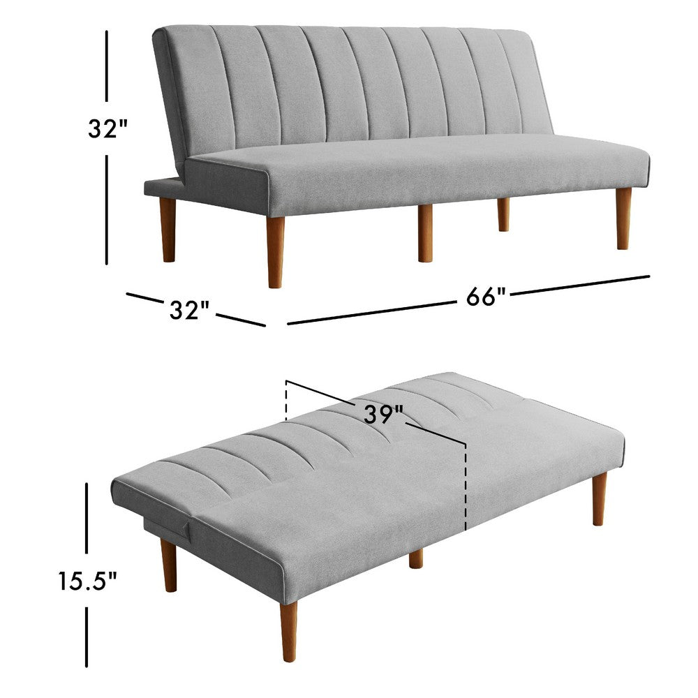 Ian Convertible Futon Sofa Bed, Adjustable Recliner, Gray Woven Fabric -BM334476
