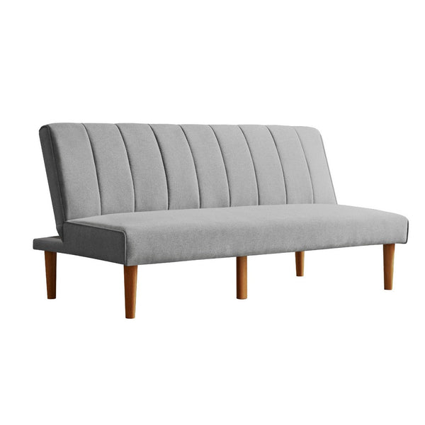 Ian Convertible Futon Sofa Bed, Adjustable Recliner, Gray Woven Fabric -BM334476