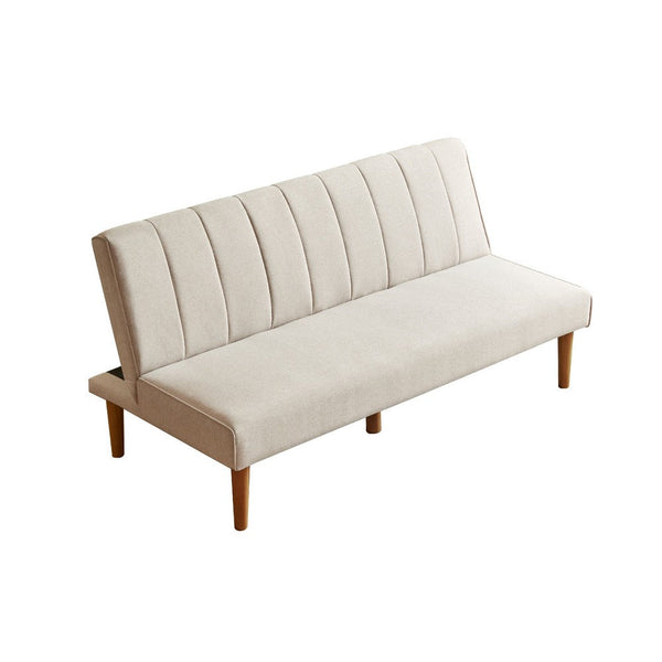 Ian Convertible Futon Sofa Bed, Adjustable Recliner, Woven Beige -BM334477