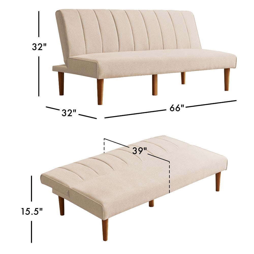 Ian Convertible Futon Sofa Bed, Adjustable Recliner, Woven Beige -BM334477