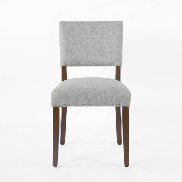 Dining Side Chair Set of 2, Padded Open Back, Gray Woven Fabric -BM334478