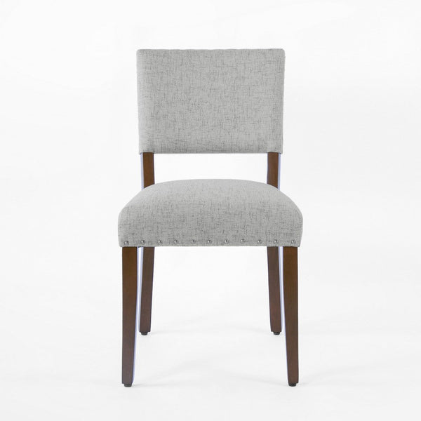 Dining Side Chair Set of 2, Padded Open Back, Gray Woven Fabric -BM334478
