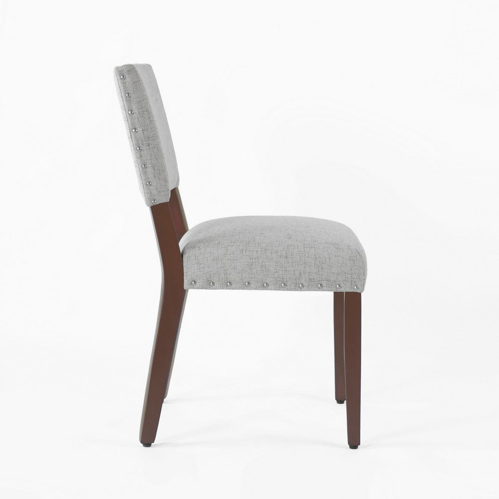 Dining Side Chair Set of 2, Padded Open Back, Gray Woven Fabric -BM334478