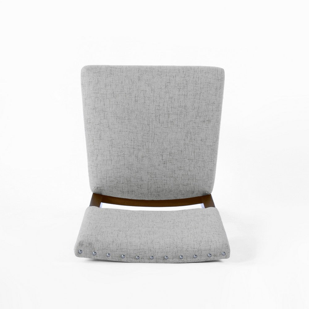 Dining Side Chair Set of 2, Padded Open Back, Gray Woven Fabric -BM334478