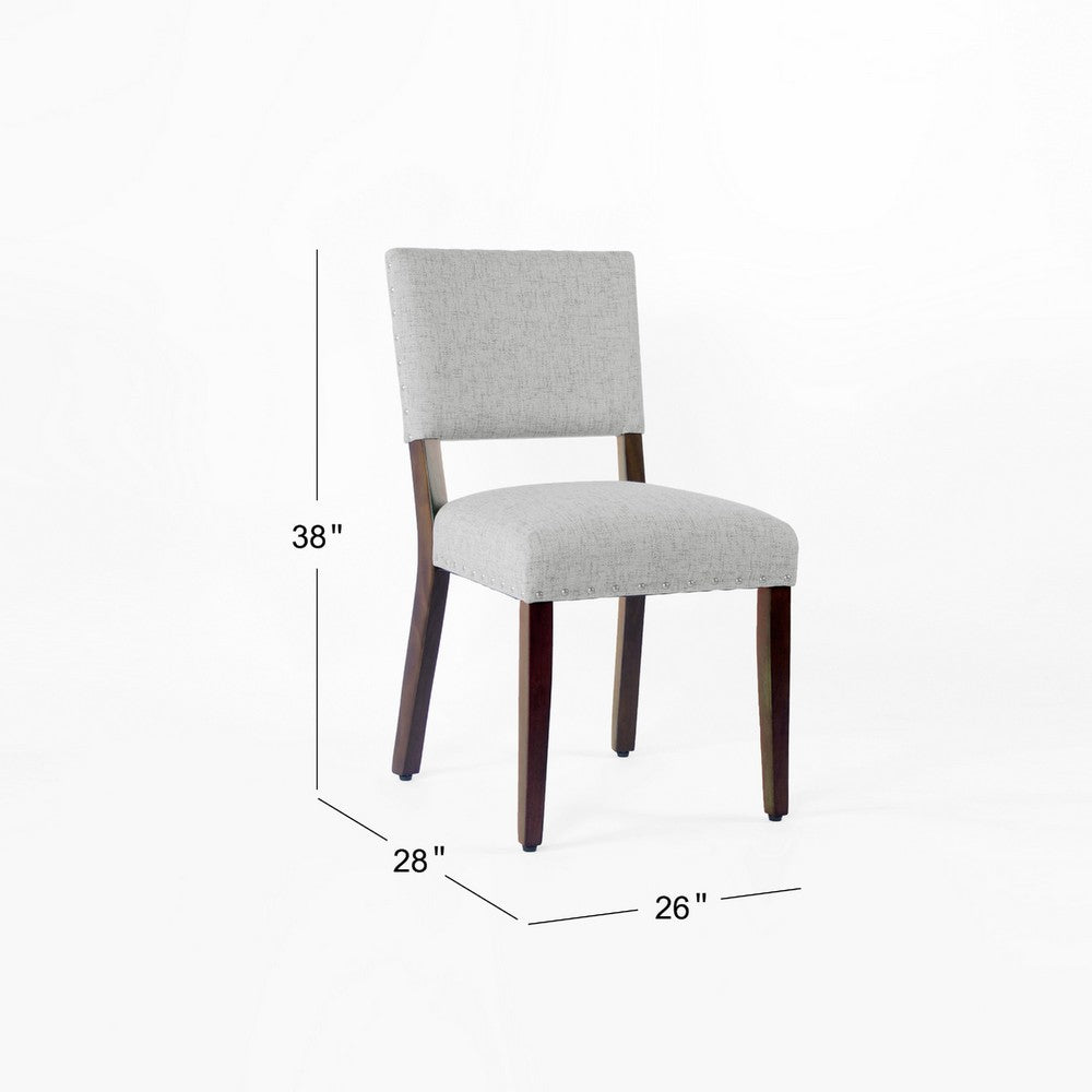 Dining Side Chair Set of 2, Padded Open Back, Gray Woven Fabric -BM334478