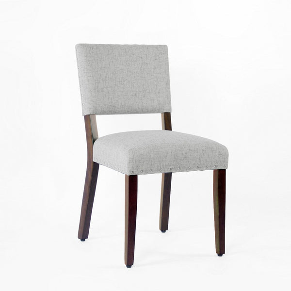 Dining Side Chair Set of 2, Padded Open Back, Gray Woven Fabric -BM334478
