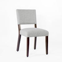 Dining Side Chair Set of 2, Padded Open Back, Gray Woven Fabric -BM334478