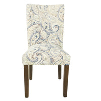 Jax Parsons Dining Chair Set of 2, Cream Blue Velvet Paisley Print -BM334479