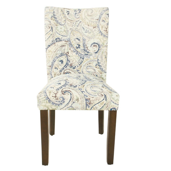 Jax Parsons Dining Chair Set of 2, Cream Blue Velvet Paisley Print -BM334479