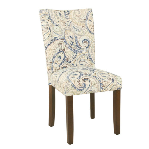 Jax Parsons Dining Chair Set of 2, Cream Blue Velvet Paisley Print -BM334479