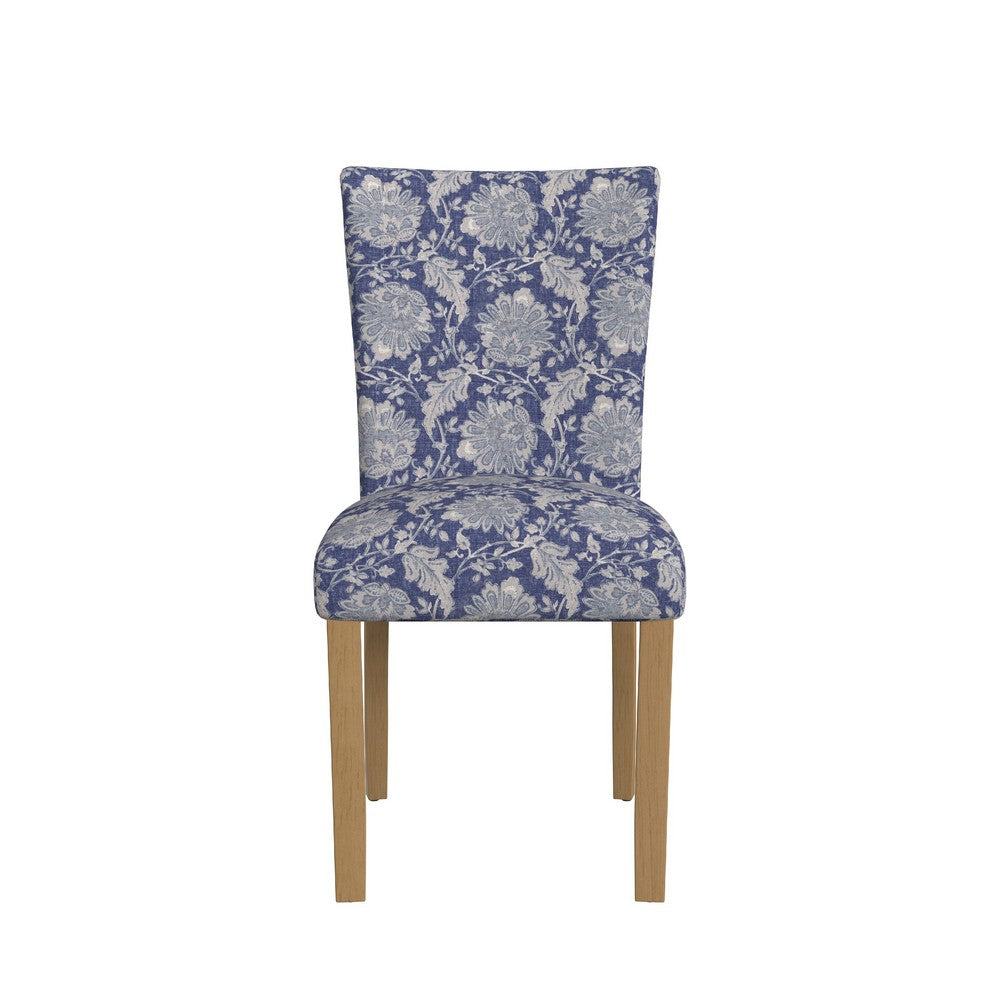 Jax Parsons Dining Chair Set of 2, Blue Gray Floral Print Polyester -BM334480