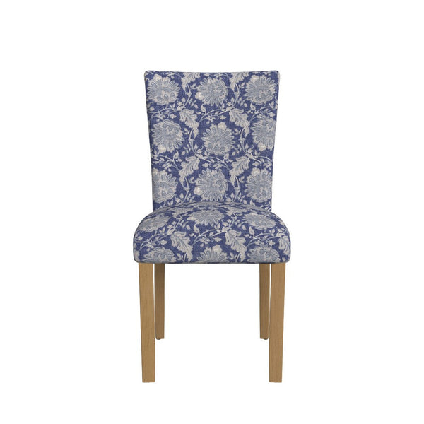 Jax Parsons Dining Chair Set of 2, Blue Gray Floral Print Polyester -BM334480