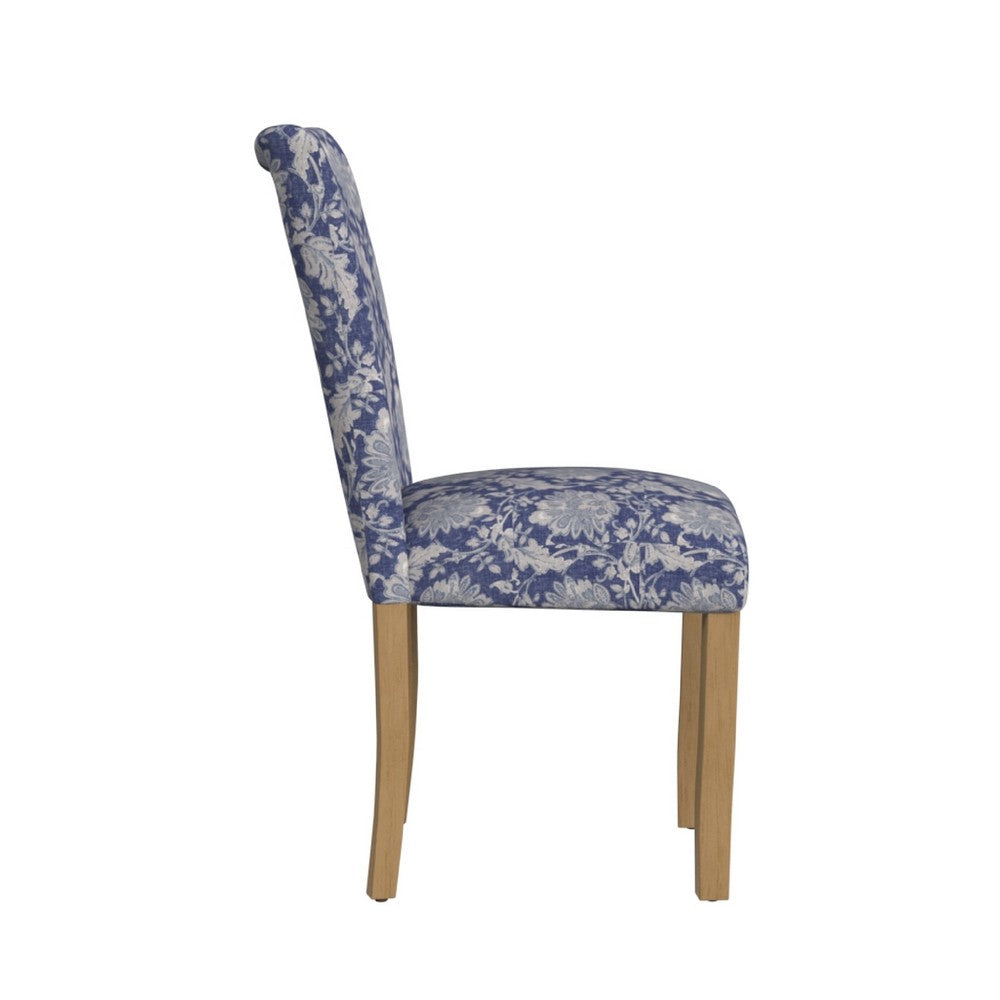 Jax Parsons Dining Chair Set of 2, Blue Gray Floral Print Polyester -BM334480