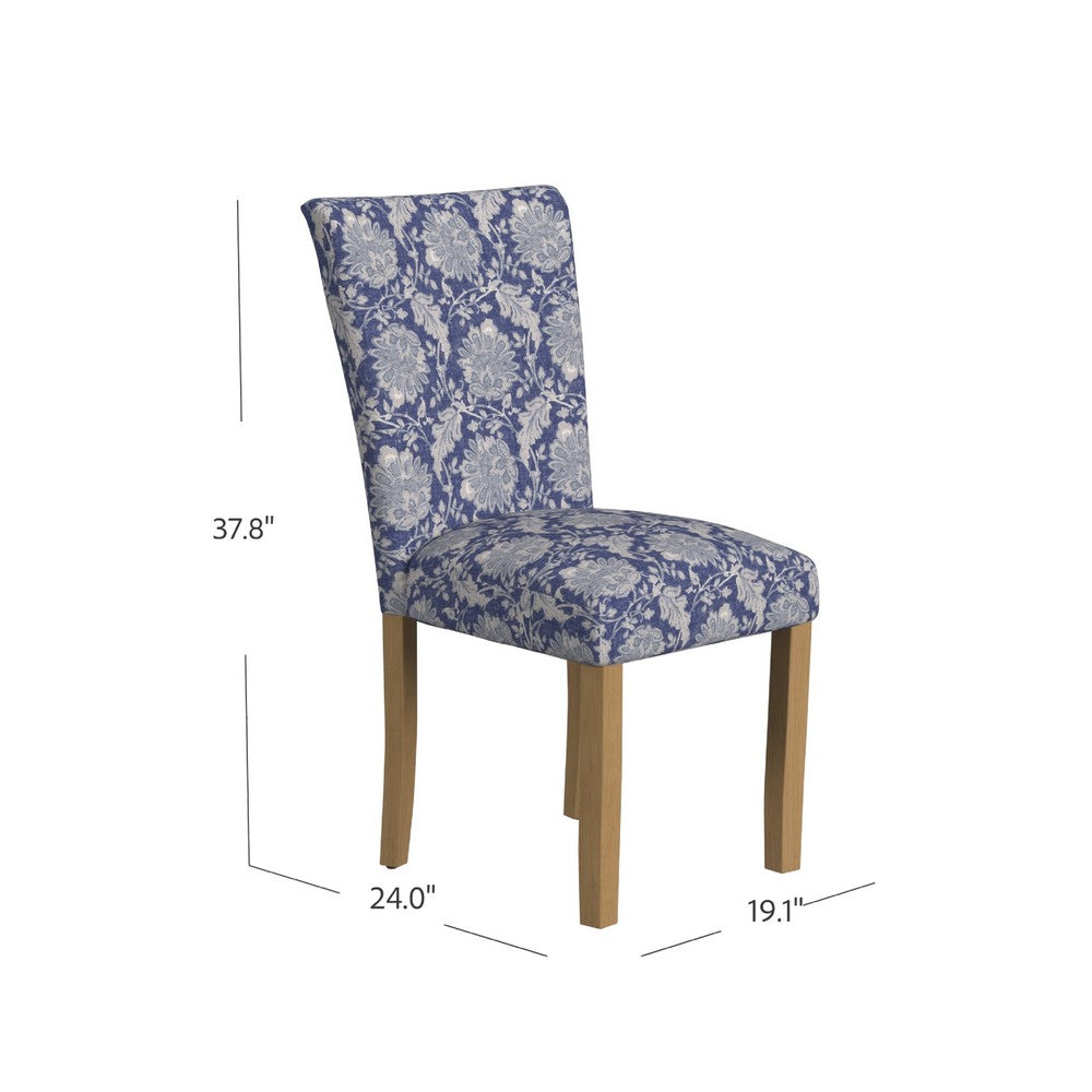 Jax Parsons Dining Chair Set of 2, Blue Gray Floral Print Polyester -BM334480