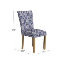Jax Parsons Dining Chair Set of 2, Blue Gray Floral Print Polyester -BM334480