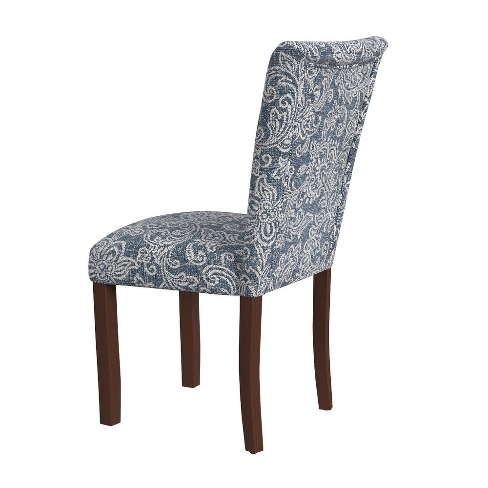 Jax Parsons Dining Chair Set of 2, Blue Jacobean Print Polyester -BM334481