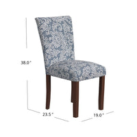 Jax Parsons Dining Chair Set of 2, Blue Jacobean Print Polyester -BM334481
