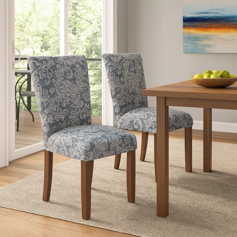 Jax Parsons Dining Chair Set of 2, Blue Jacobean Print Polyester -BM334481