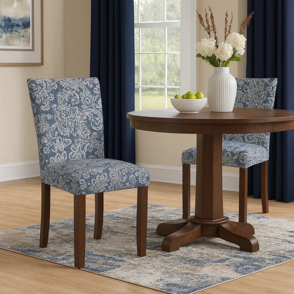 Jax Parsons Dining Chair Set of 2, Blue Jacobean Print Polyester -BM334481