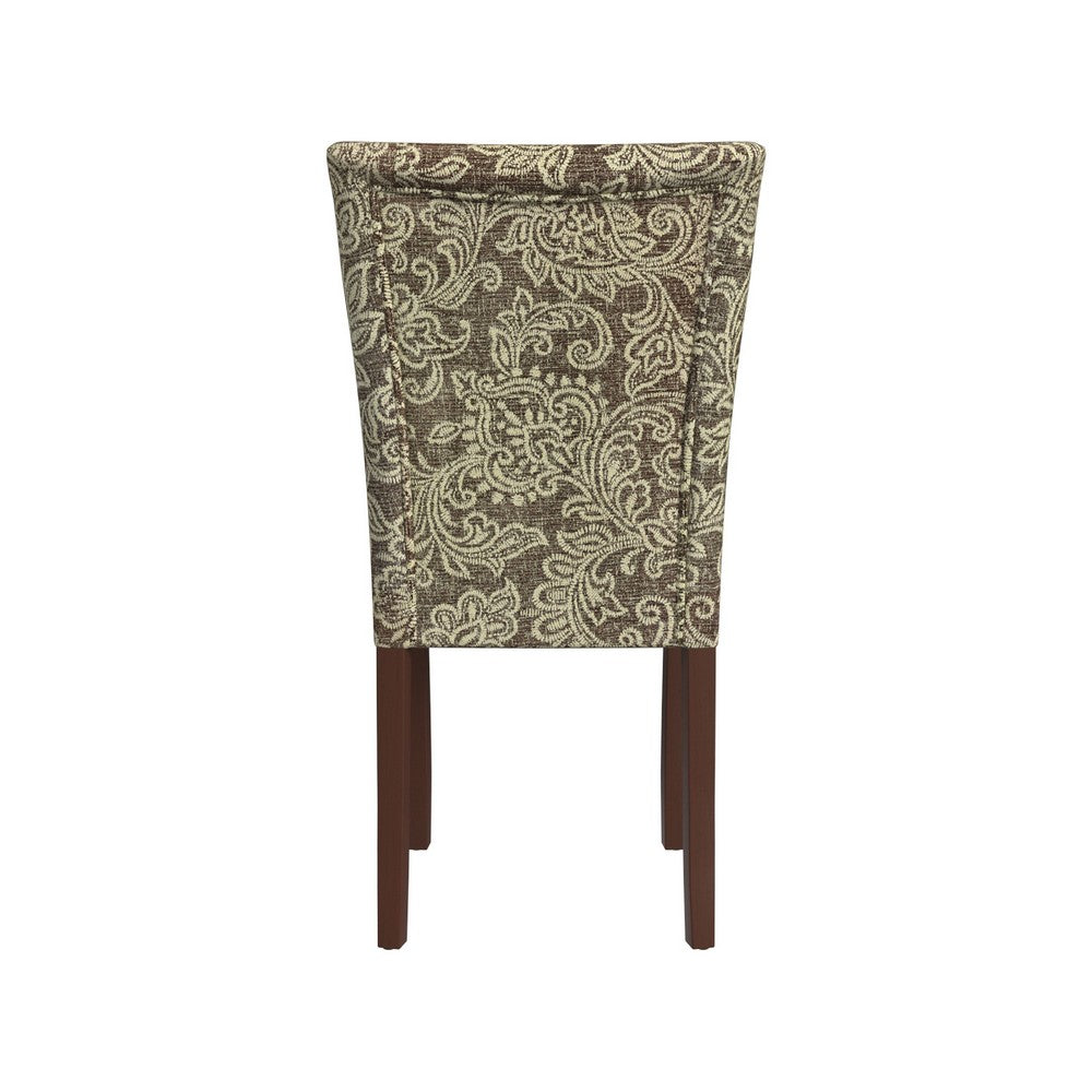 Jax Parsons Dining Chair Set of 2, Brown Jacobean Print Polyester -BM334482