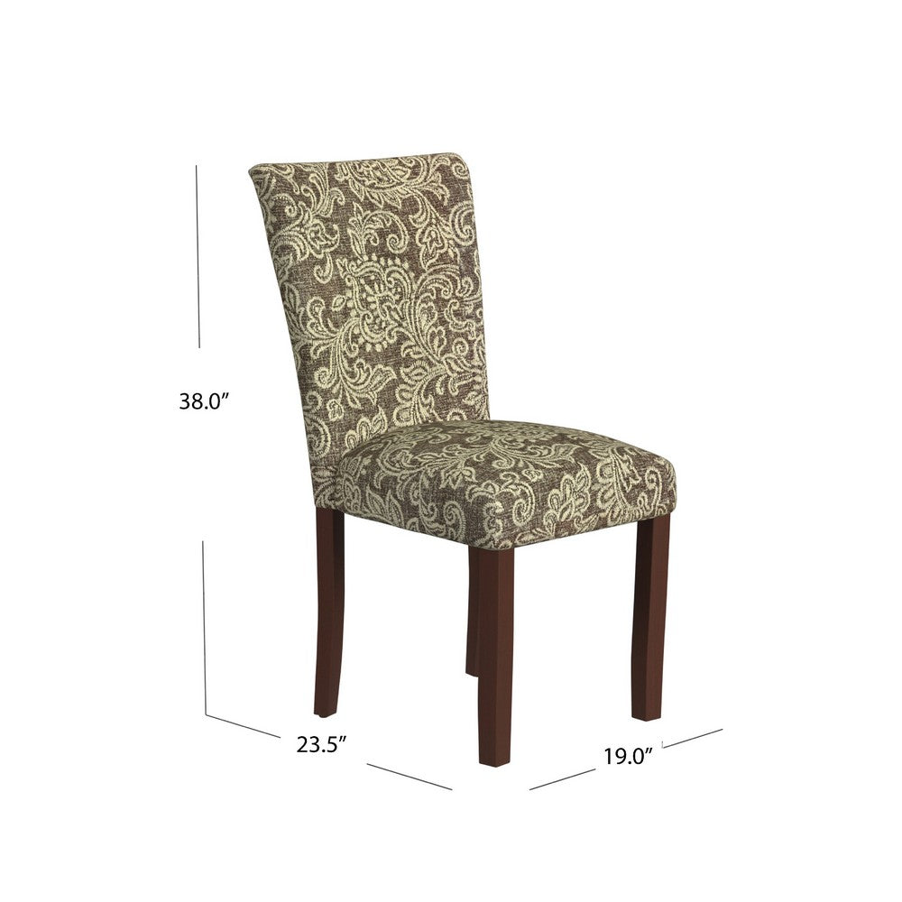 Jax Parsons Dining Chair Set of 2, Brown Jacobean Print Polyester -BM334482