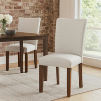 Jax Parsons Dining Chair Set of 2, Walnut Legs, Gray Woven Polyester -BM334485