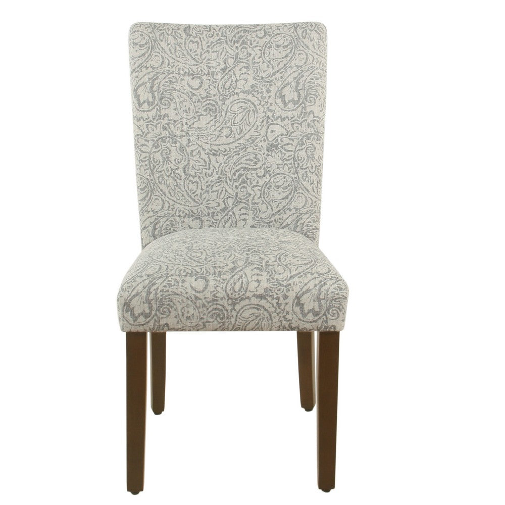 Jax Parsons Dining Chair Set of 2, Dark Walnut, Gray Beige Floral -BM334486