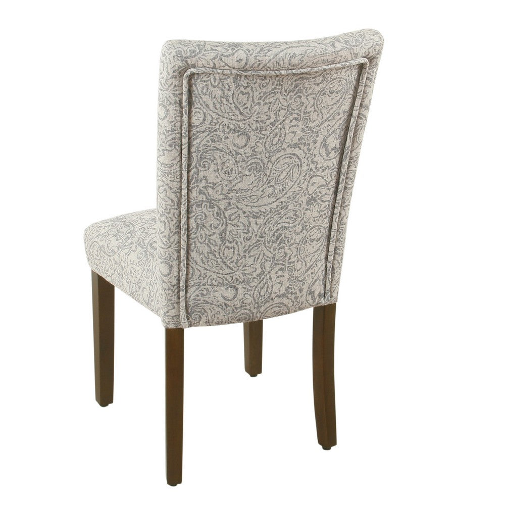 Jax Parsons Dining Chair Set of 2, Dark Walnut, Gray Beige Floral -BM334486