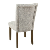 Jax Parsons Dining Chair Set of 2, Dark Walnut, Gray Beige Floral -BM334486
