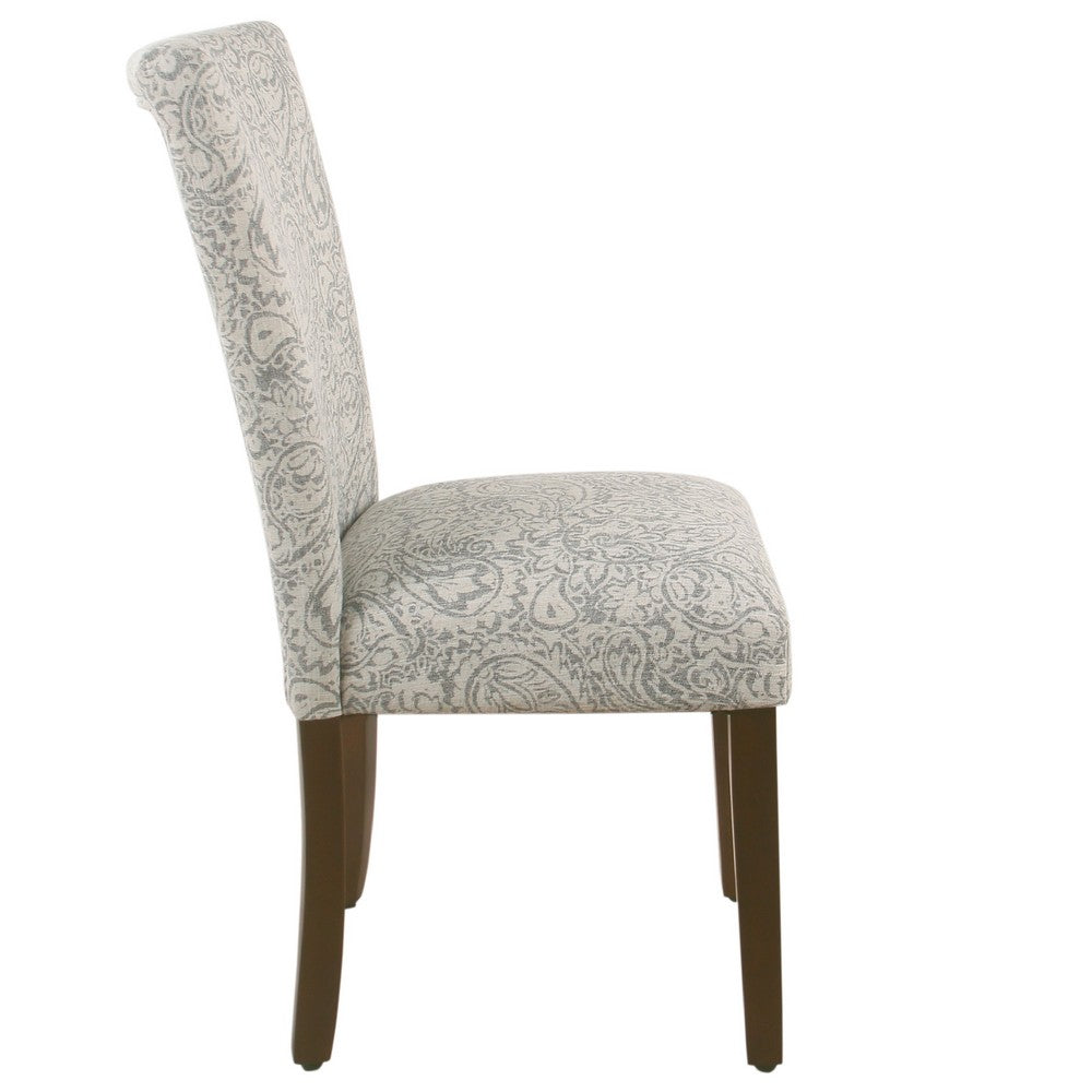 Jax Parsons Dining Chair Set of 2, Dark Walnut, Gray Beige Floral -BM334486