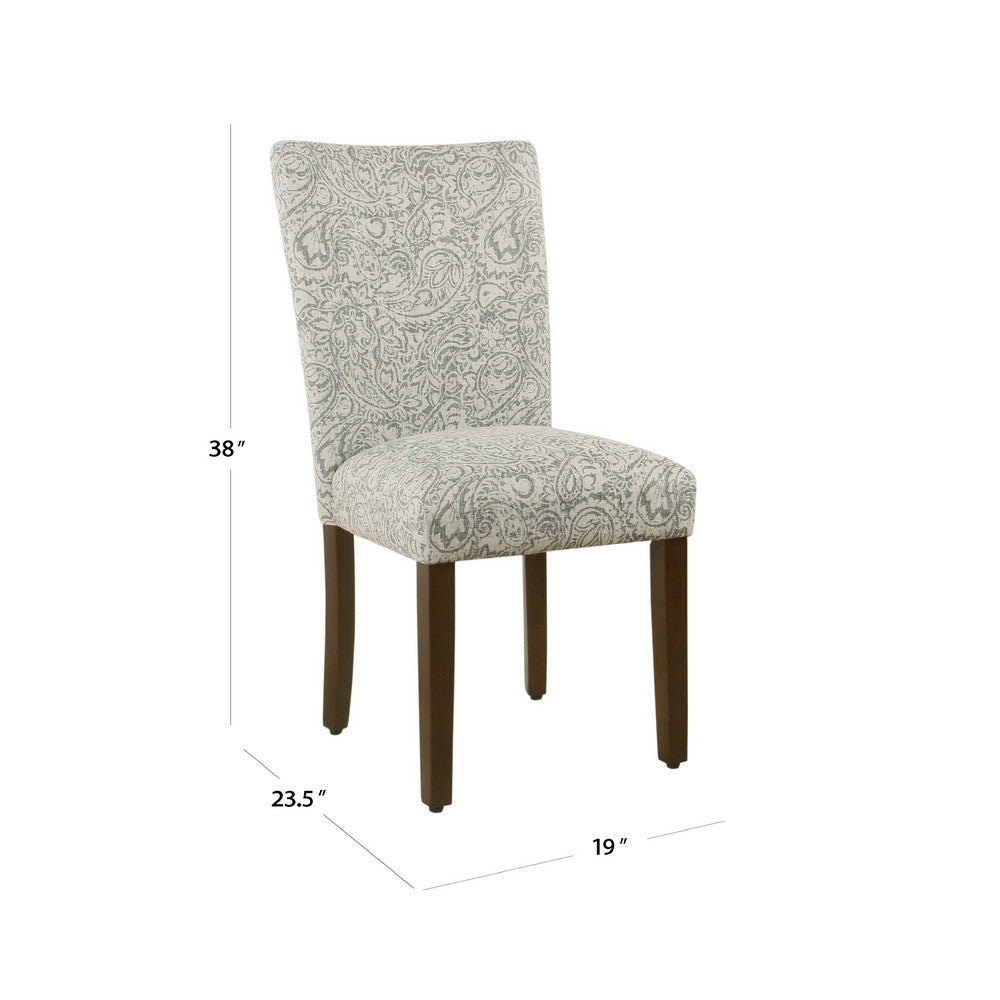 Jax Parsons Dining Chair Set of 2, Dark Walnut, Gray Beige Floral -BM334486